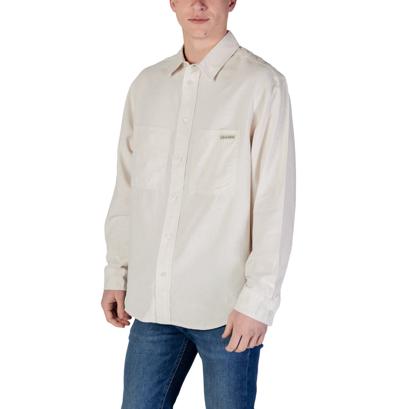 Calvin Klein Jeans Hommes Chemise en coton beige Printemps Eté