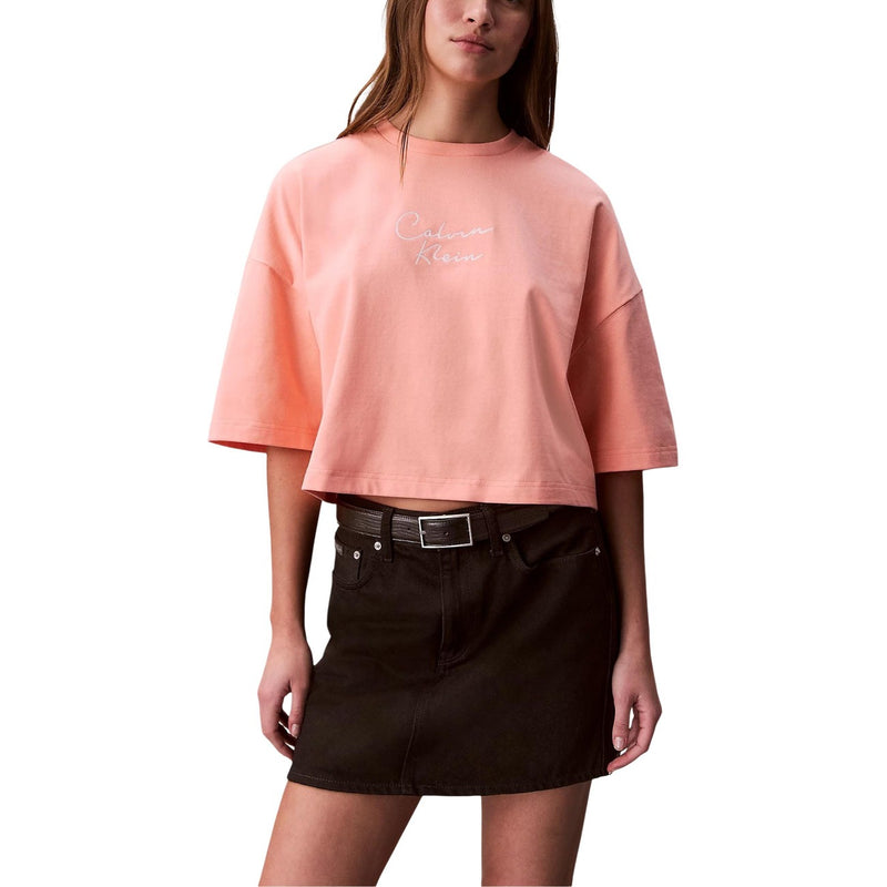 Calvin Klein Jeans - T-shirt en coton orange pour femmes