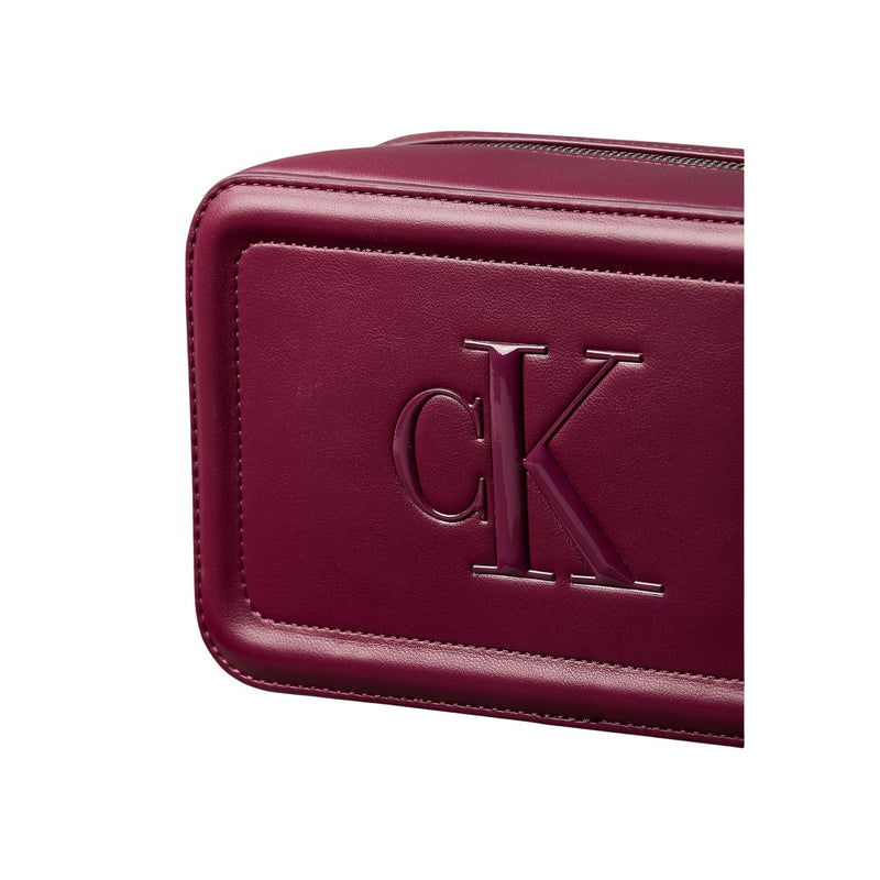 Calvin Klein Bordeaux Polyurethane Zip Bag with Interior Pockets