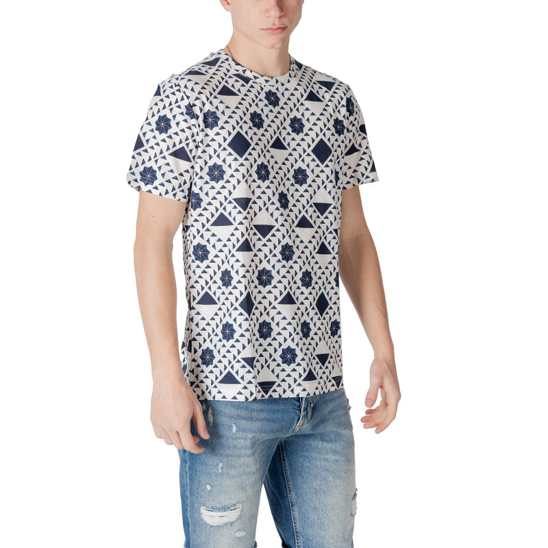 T-shirt à manches courtes à motifs blancs pour hommes