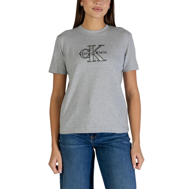 Calvin Klein Jeans Women Grey Print Cotton T-Shirt