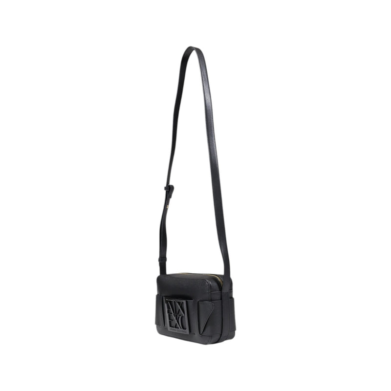 Armani Exchange Black Polyurethane Zip Bag for Women