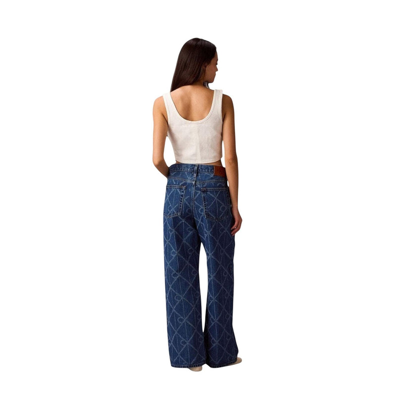 Jean en coton géométrique bleu pour femmes Calvin Klein