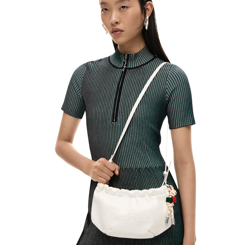 Desigual Beige Polyester Shoulder Bag with Zip Pocket