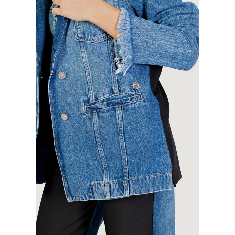 Veste bleue à manches longues avec poches avant pour femmes