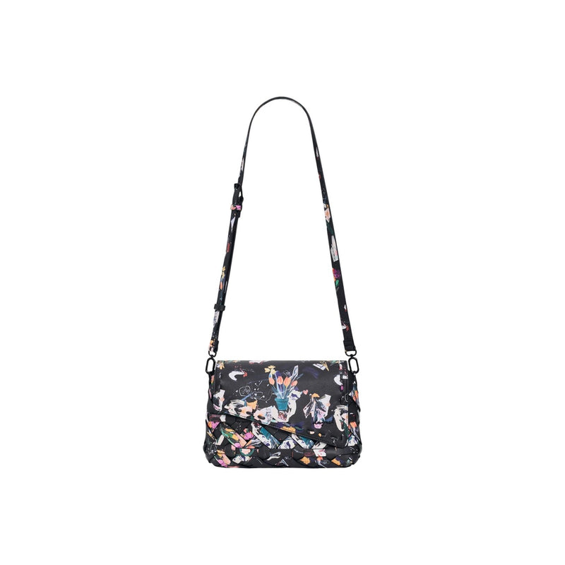 Desigual Black Print Cotton Shoulder Bag with Inside Pocket