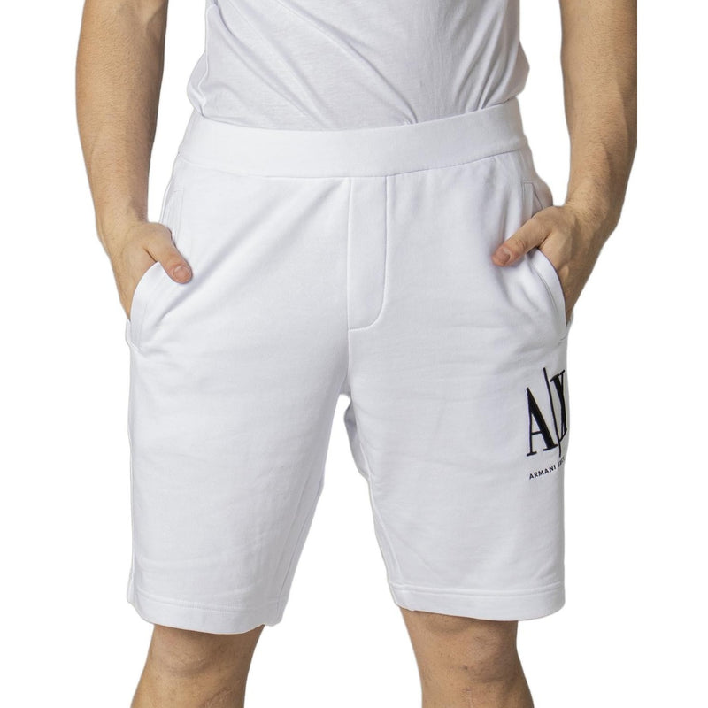Armani Exchange Men White Cotton Print Shorts