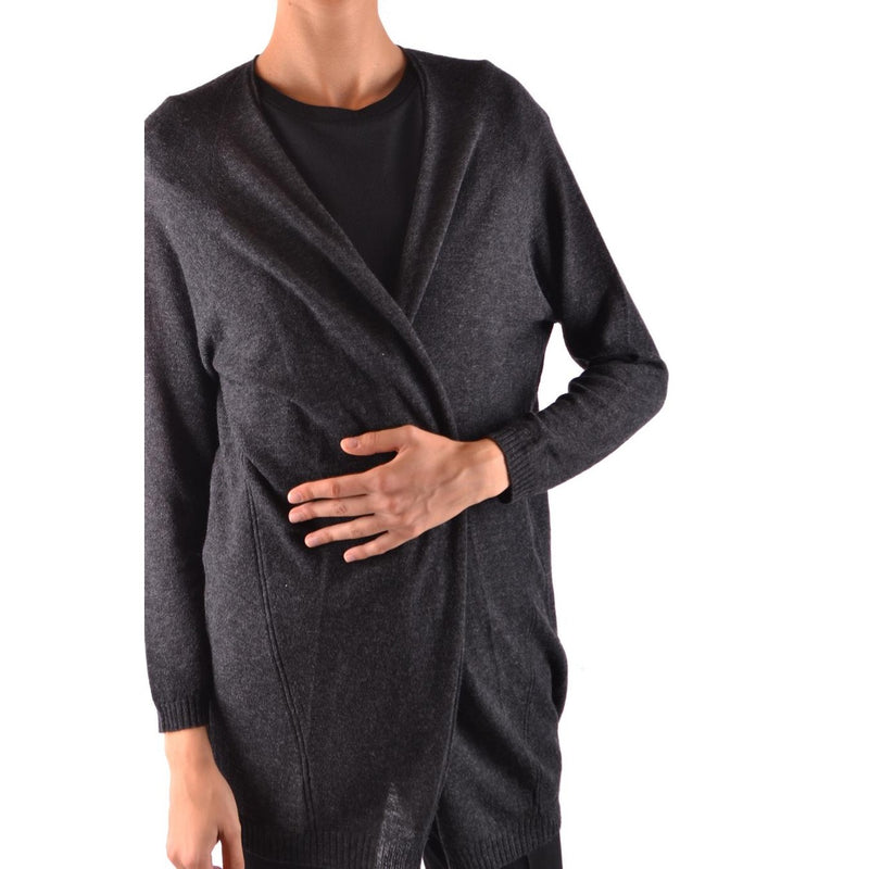 Woolrich Women Grey Long Cardigan Cashmere Wool Blend