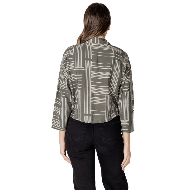 Jacqueline De Yong Green Print Long Sleeve Blouse
