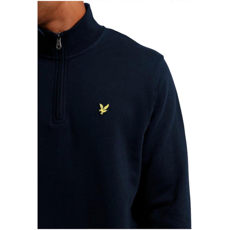 Lyle & Scott Men Blue Zip Turtleneck Sweatshirt for Fall Winter