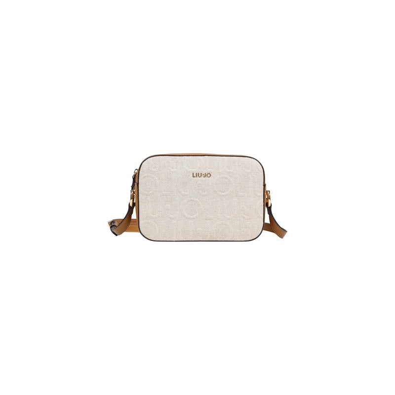 Liu Jo Beige Cotton Linen Shoulder Bag with Zip Closure