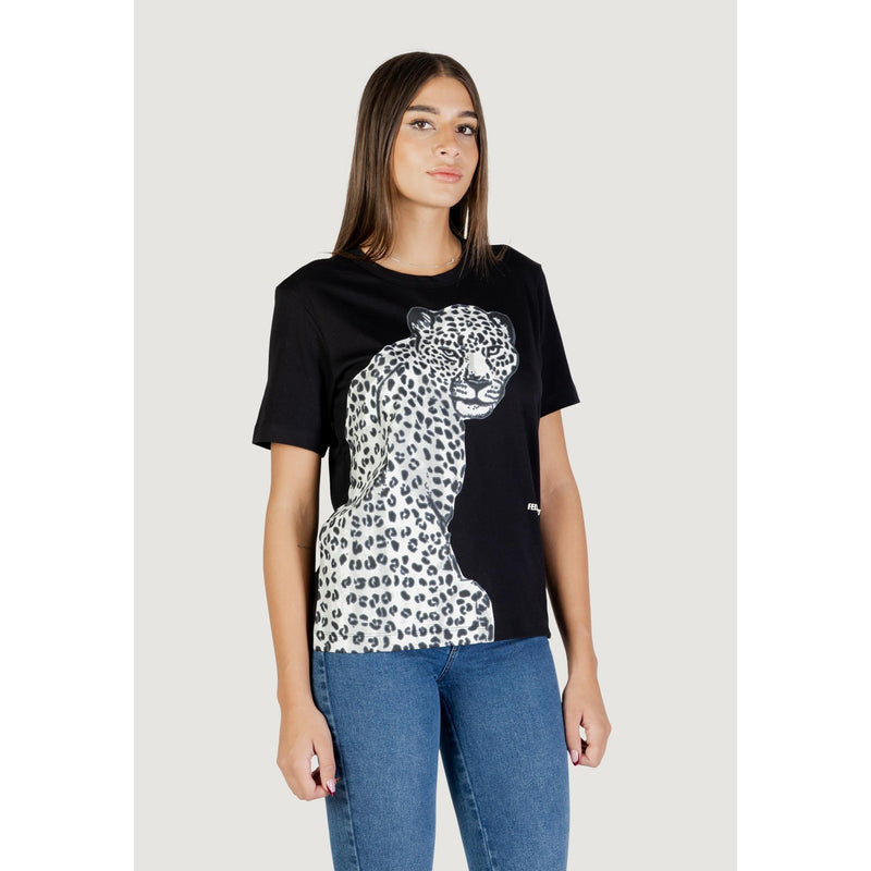 Colcci Women Black Print Short Sleeve Round Neck T-shirt