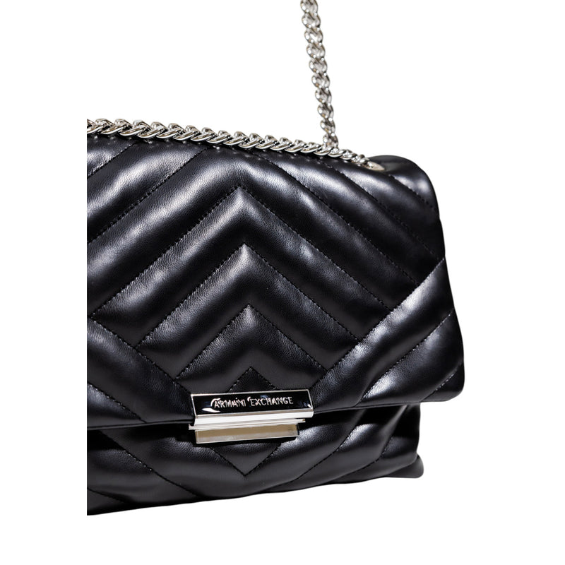 Armani Exchange Black Shoulder Bag with Button and Pockets