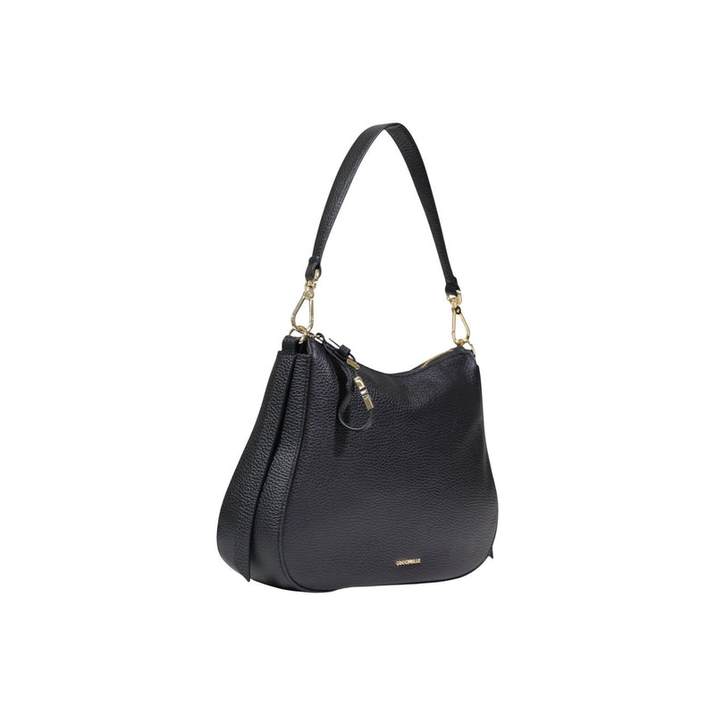 Coccinelle Black Leather Handbag with Zip Pocket