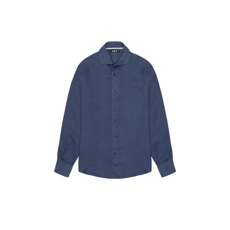 Men’s long-sleeved navy blue dress shirt from Yos Men White Cotton Linen collection