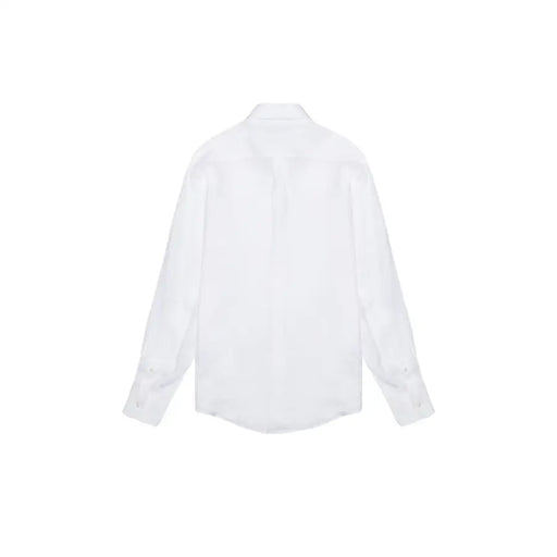 White long-sleeved cotton linen button-up shirt for men in the Yos collection