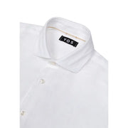 White cotton linen long sleeve dress shirt with buttons from Yos Men for spring and summer