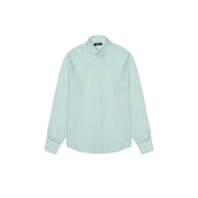 Light mint green long-sleeved button-up shirt with spread collar from Yos Men White Cotton Linen collection